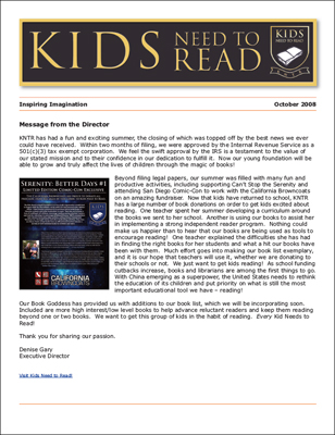 Oct KNTR newsletter snapshot